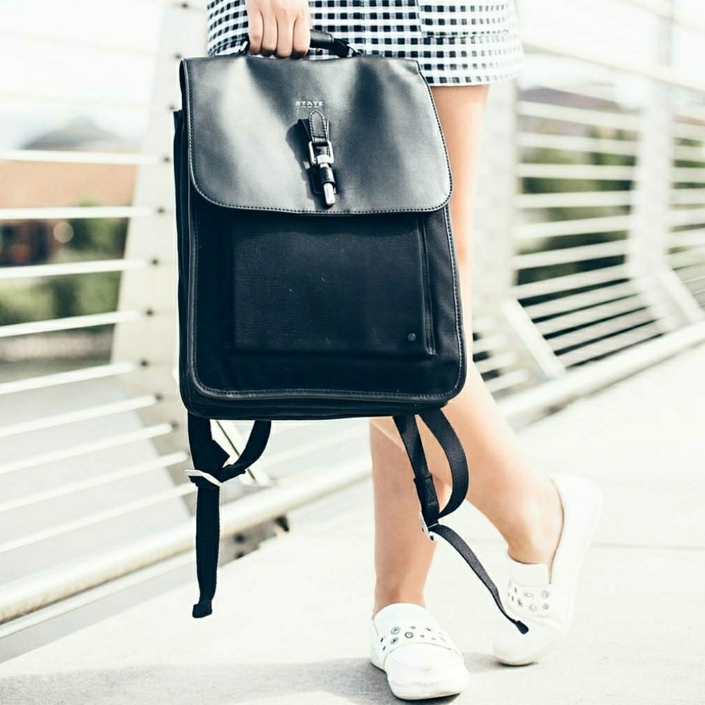 1 state backpack black leather